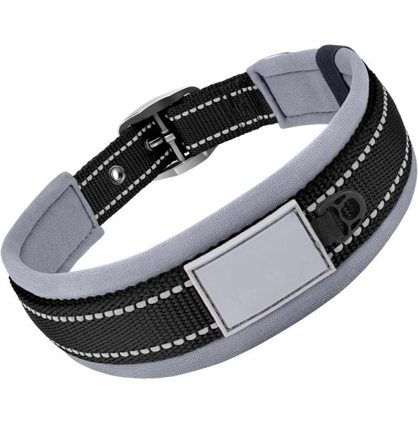 Adjustable Nylon Neoprene Padded Dog Collars Reflective Soft Design Comfortable Durable
