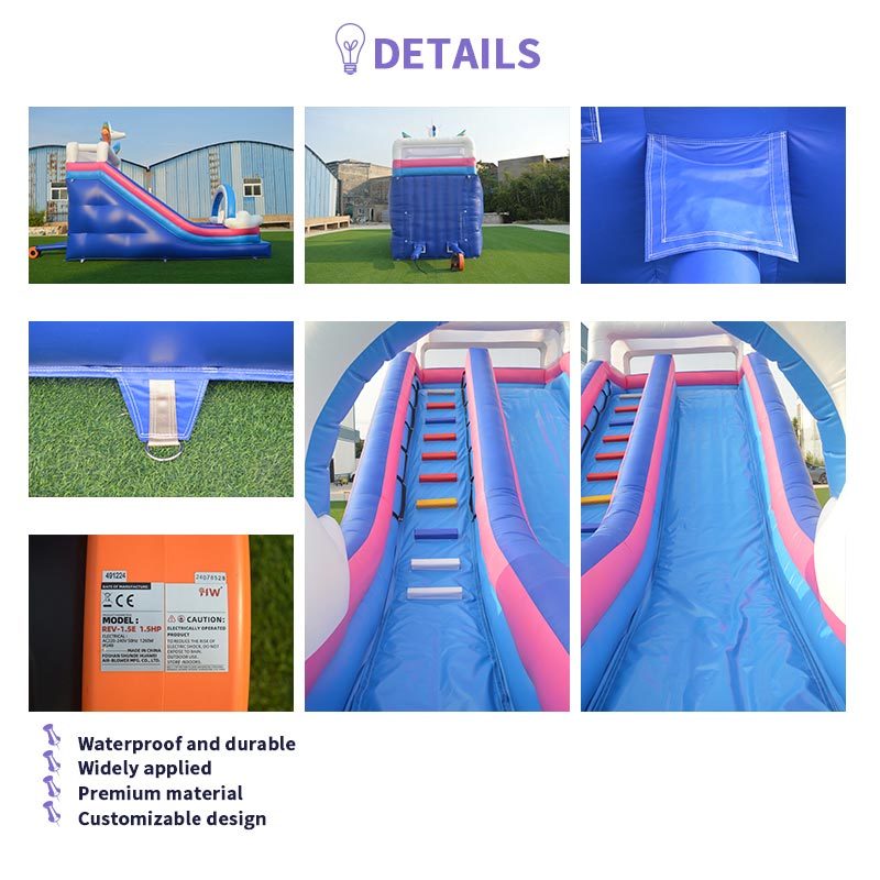 Commercial Grade Unicorn Inflatable Slide Rainbow Bouncy Water Slide with Arch for Party Rental Business