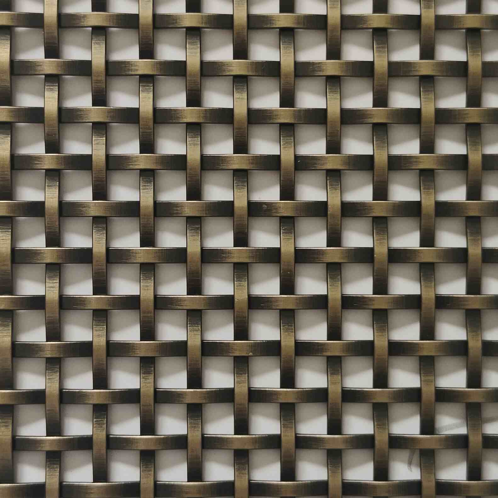 Square Grid Antique Brass Flat Wire Woven Decorative Metal Mesh