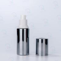 Bouteille lisse en verre gris 40 ml avec pompe blanche pour bouteille de lotion