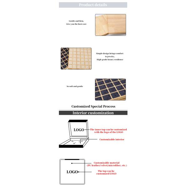 Capacité abondante 7x7 plateau d'affichage de bijoux en bois accessoires d'exposition pour anneaux