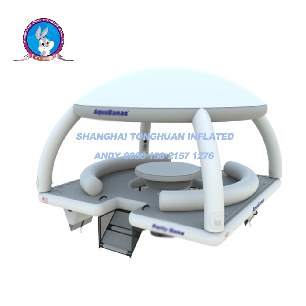 Wholesale Inflatable PVC Water Park Pontoon Floating Platform Tent Dock Island 100-500kg Capacity for 5-10 Passengers