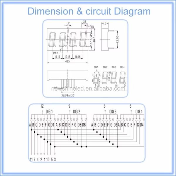 0.4 Inch 4 digit LED Seven Segment Clock Display