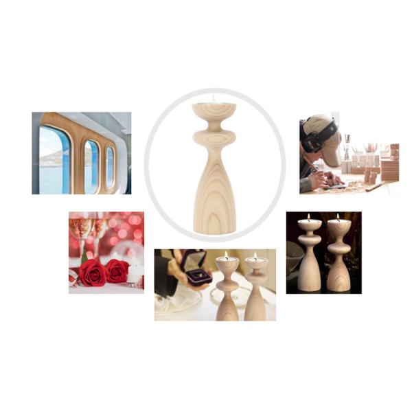 Décoration Chandelier en bois de cendres/ porte-bougies en bois naturel