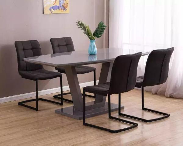High Durability 6 Chairs Metal Dining Table Set For Restaurants ISO9001