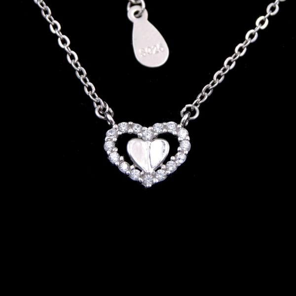 Glaze Plated Rose Gold Stone Necklace Snow Shape Azure 925 Silver