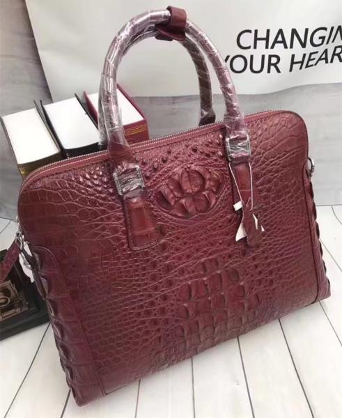 Genuine Crocodile Skin Men's Gray Laptop Briefcase Handbag Authentic Real Alligator Leather Businessmen Working Totes