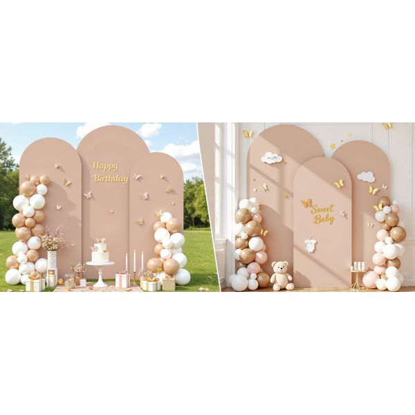 3 Piece Nude Arch Covers ,Spandex Arch Backdrop Cover for Wedding、 Baby Shower 、Birthday Party 