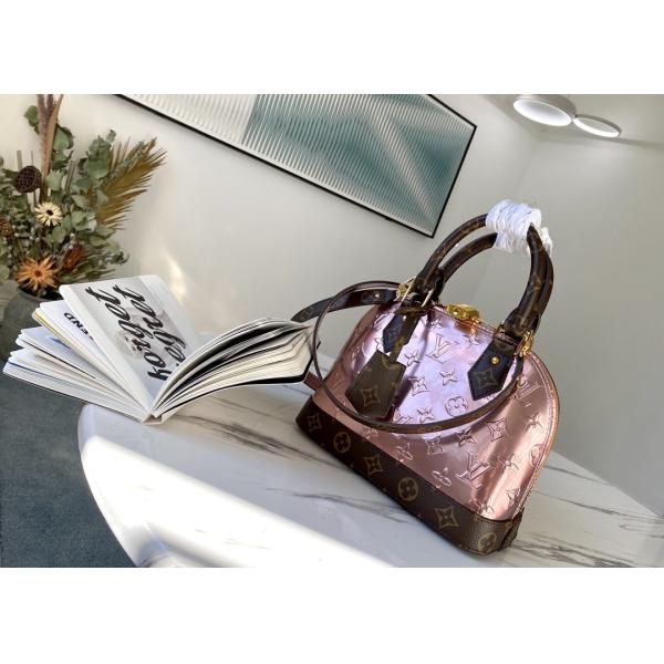 Sliver Shell Vernis Leather Womens Luxury Handbag Zipper Open