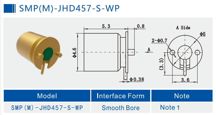 Hermetically Sealed SMP Straight PCB Smooth Bore Female Jack Surface Mount 40GHz 50Ω