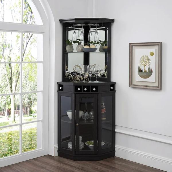 Wooden Crate Corner Wine Bar Cabinet rack Home Furniture