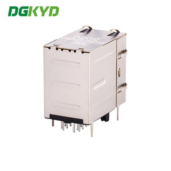 DGKYD21B083DC2A4D 2X1 Dual Port RJ45 Connector 100Mbps Integrated Filter, Communication Network Port Socket