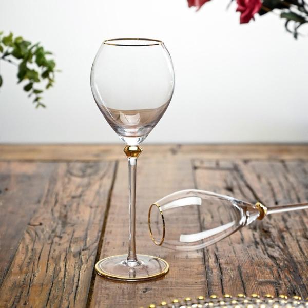Gold Rim Lead Free Crystal Wine Glasses Dishwasher Safe 520ml