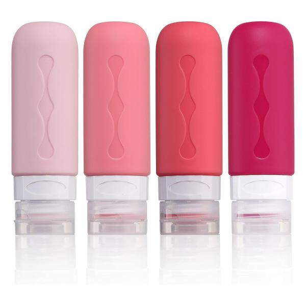 Bouteille de voyage en silicone rechargeable de couleur rouge 3 oz pour les articles de toilette