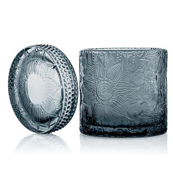 Carved Colored Glass Jar Tea Light Candles / Perfume Scented Candles WXC190910