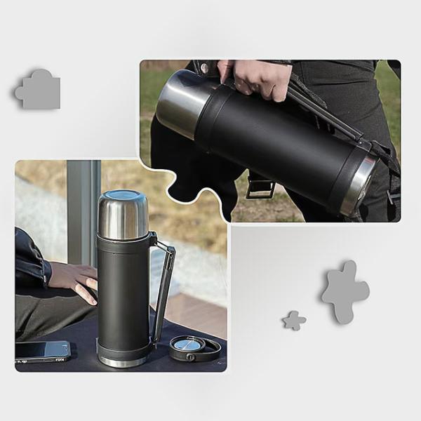 304 Stainless Steel Wide Mouth Vacuum Flask for Sports Gym and Travel 1200ml Capacity