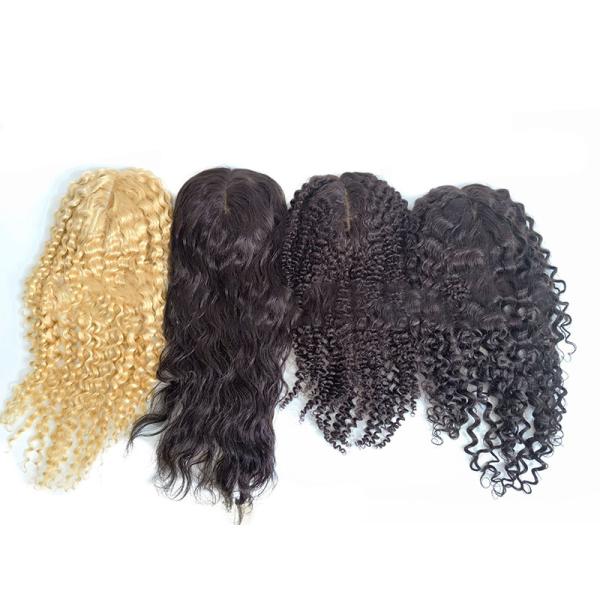 High Density European Free Part Silk Top Base 1B Real Remy Raw Hair Toupee Wig Pieces Toppers for Women