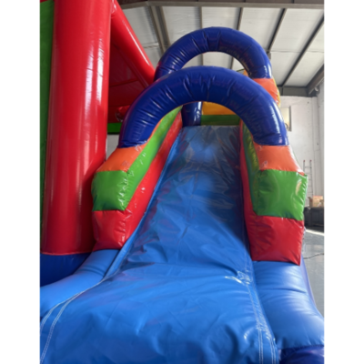 Colorful Inflatable Bounce House and Slide Combo with Mesh Walls for Kids Events
