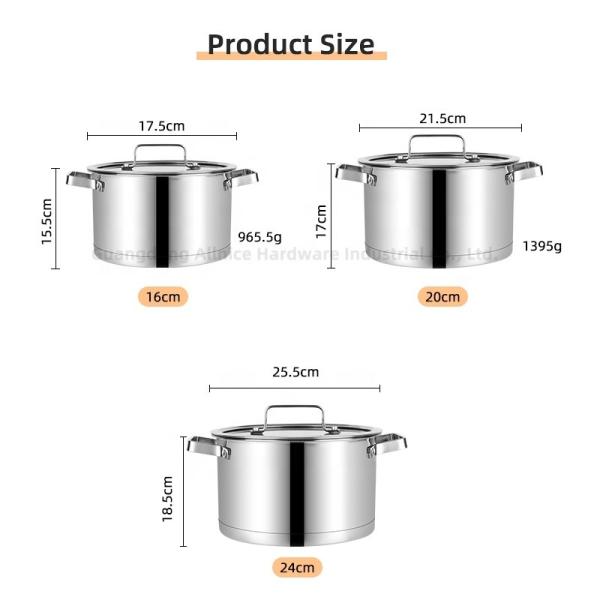 High Quality Kitchenware 6 Pcs Stainless Steel Soup Pot Set Cookware Set With Glass Lid