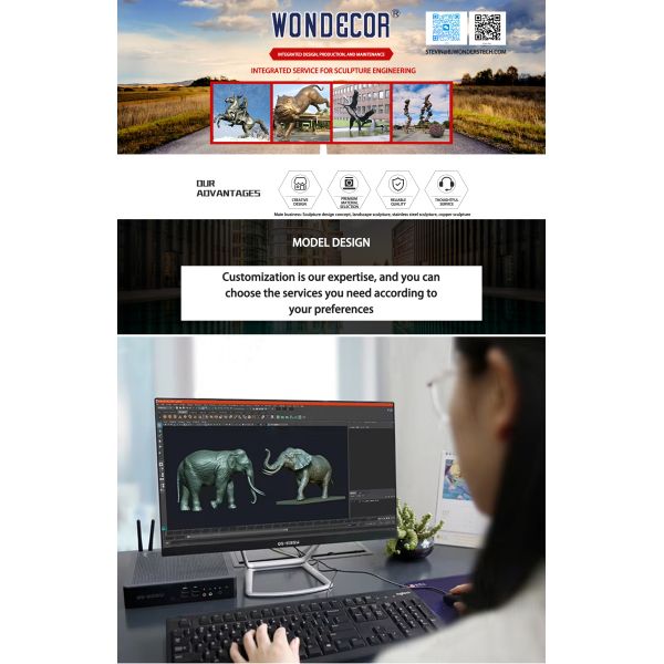 Large Outdoor Abstract Figure Copper Sculpture, Art Landscape Decorative Ornament