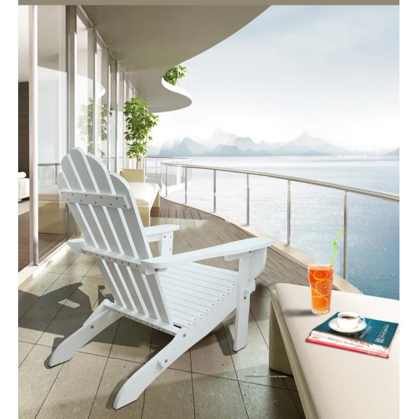 White Soild Wooden Outdoor Furniture Beach Lounge Chairs For Balcony Lights