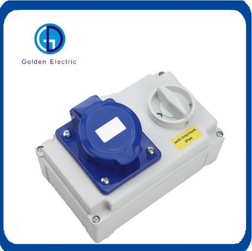 Pedido personalizado 16A 32A 3p 5p Receptaculo industrial e interruptor com dispositivo de bloqueio
