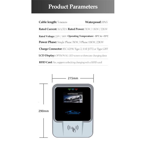 Single Phase 7KW EV Charger Wallbox 32A AC EVSE for Mercedes