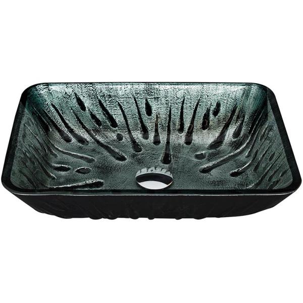 Серая прямоугольная раковина сосуда горячая плавит руку рисуя закаленную стеклянную раковину тщеты