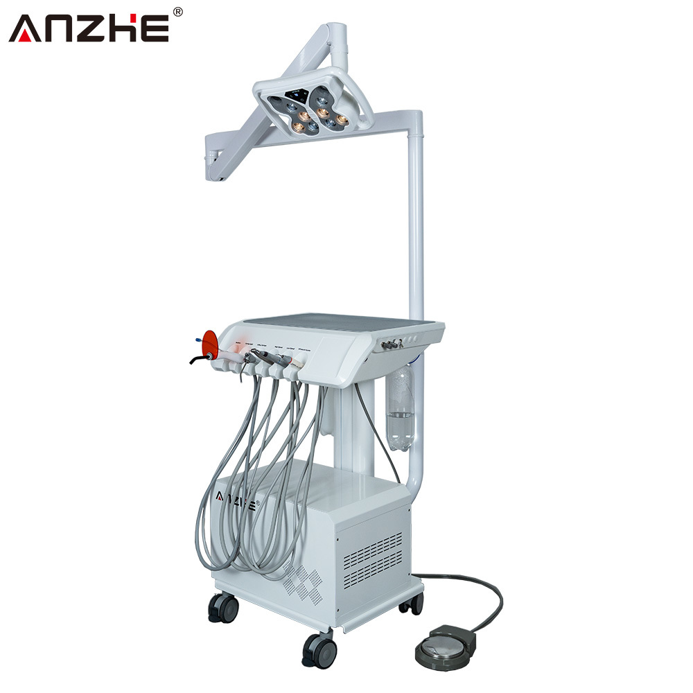 Portable Dental Unit with Butterfly LED Whitening Lamp Built In Air Compressor Ultrasonic Scaler LED Curing Light Suction System Mobile Dental Workstation for Dental Clinics