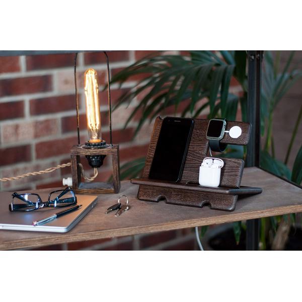 Laser Engraved Wooden Lazy Holder Custom Cell Phone Stand with Phonestand and Pen Slot