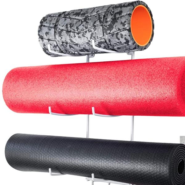 Yoga Mat And Foam Roller Storage Gym Equipment Rack Standing Wall Mounted