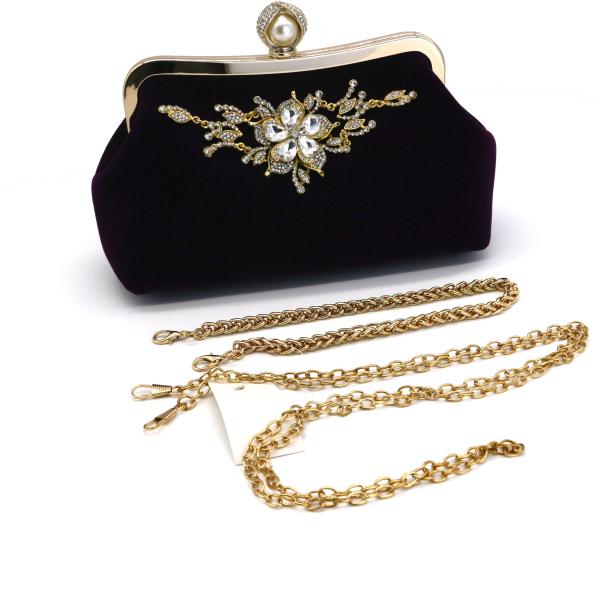 Flora Diamond Black Evening Clutches For Weddings 23cm×9cm×16cm