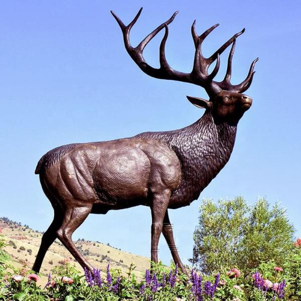Customized handmade life size elk deer large bronze deer statue for garden decoration
