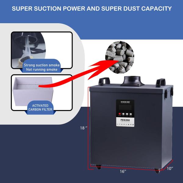 KNOKOO 350W Laser Smoke Purifier Fes350 Fume Extractor For DTF Printer,Beauty Hair Salon，With 310mm Round Cover