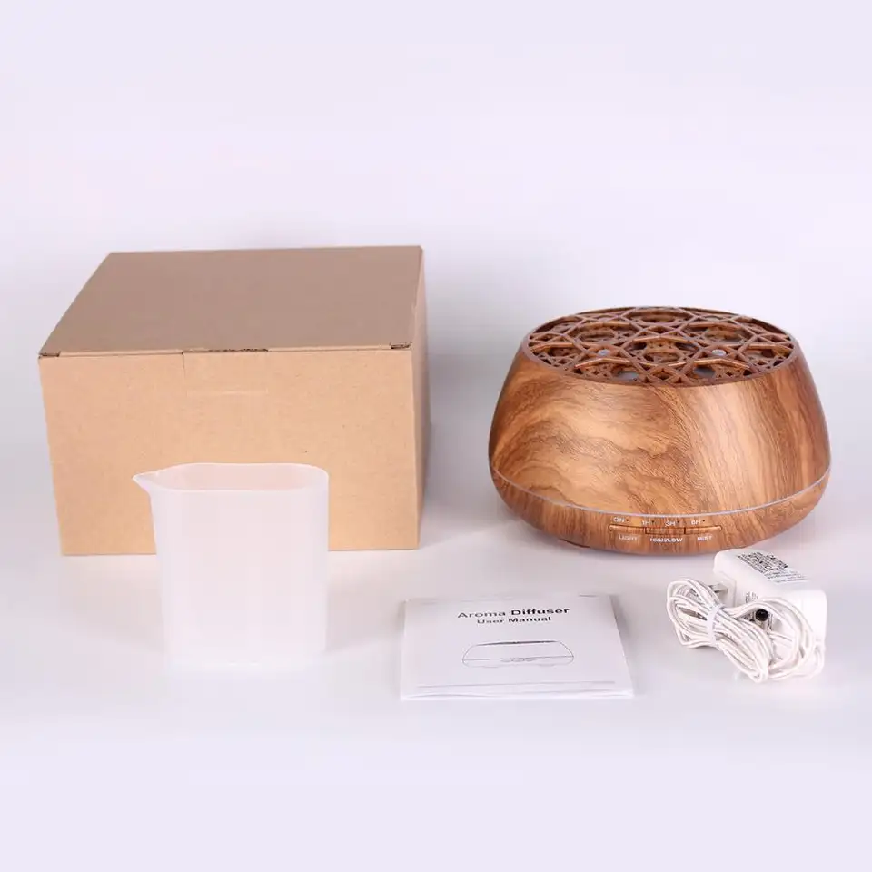 Home Appliances Stocks 400ml Colorful LED Light Electric Ultrasonic Wood Grain Essential Oil Scent Diffuser Air Humidifiers