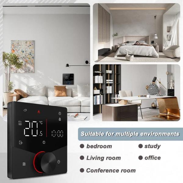 Smart Thermostat With 16A And 0.5℃ Temperature Control Accuracy WiFi Touch LED Integrated Screen Knob Floor Heating