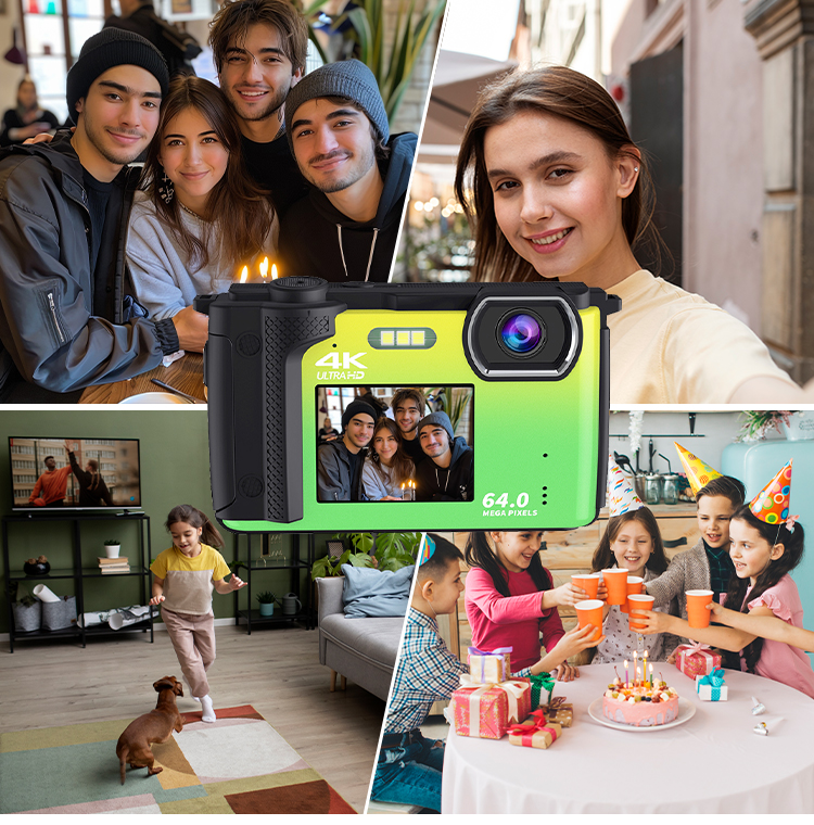 Newest 4K HD Digital Camera 2.8+2.0'' Dual IPS Screen Auto Focus 16X Digital Zoom Webcam Wifi Vlog Camera  for Photography