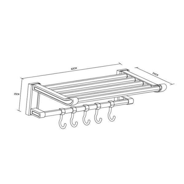 INOVI HL-V04 Plastic Towel Rack  600mm with Hook