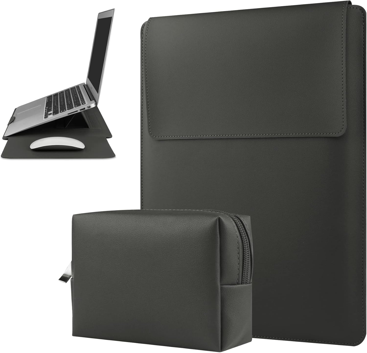 15 16 Inch Laptop Sleeve Case Leather Case with Adjustable Stand for MacBook Pro 16 2021 2019 Sleeve Pouch Blue PU Leather Bags Wholesale OEM/ODM/Private Label