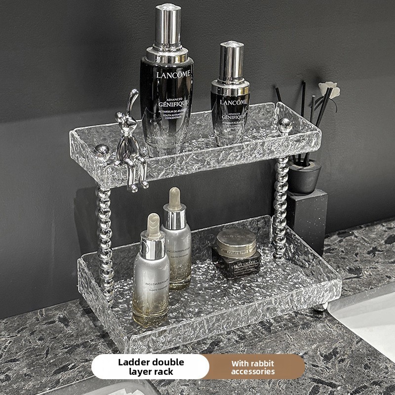 Modern Minimalist Design Acrylic Double-layer Standing Type Storage Rack for Bathroom Desktop