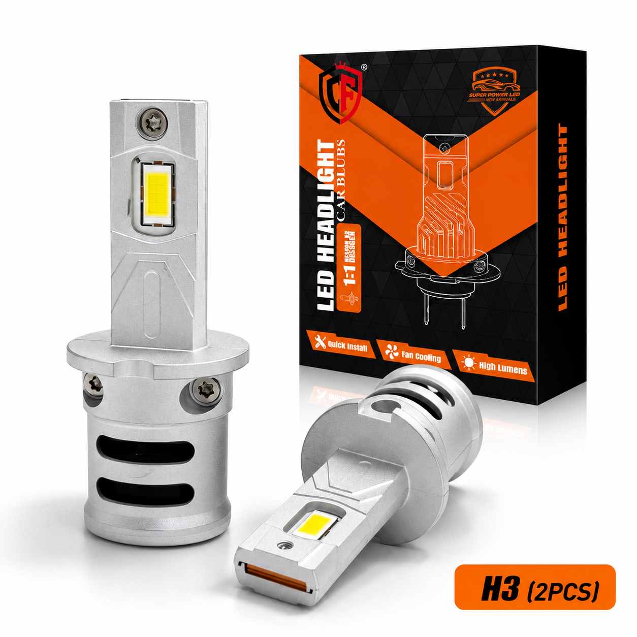 F35 LED Headlight Bulbs Plug and Play with Integrated Cooling Fan and 3300LM COB for Car Headlamp Upgrades
