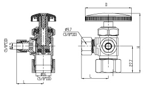 15 мм сварка латунь 3 пути угловой стоп клапан 1/2 дюйма женский / мужской нить