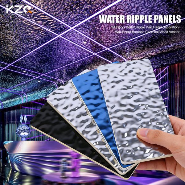 3d Indoor Water Ripple Wall Panel Decoration Wall Board Bamboo Charcoal Wood Veneer