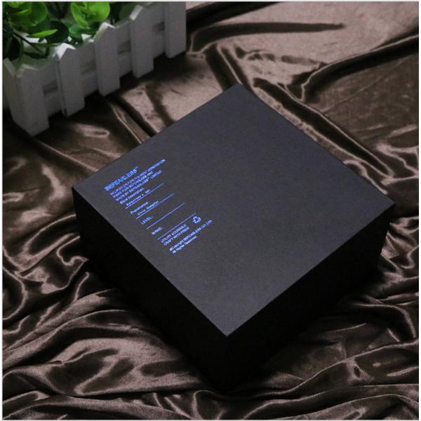 Customized black matte hot foil logo packaging boxes base and lid box wholesale