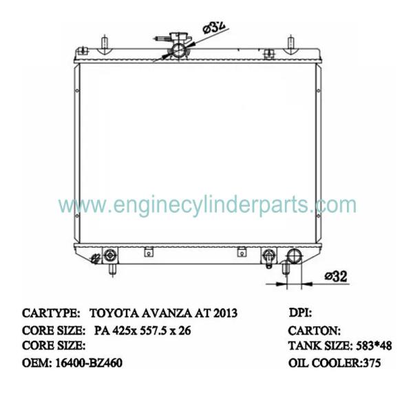 TOYOTA Avensis Diesel Generator Radiator OEM 16400-BZ460 16400-BZ331