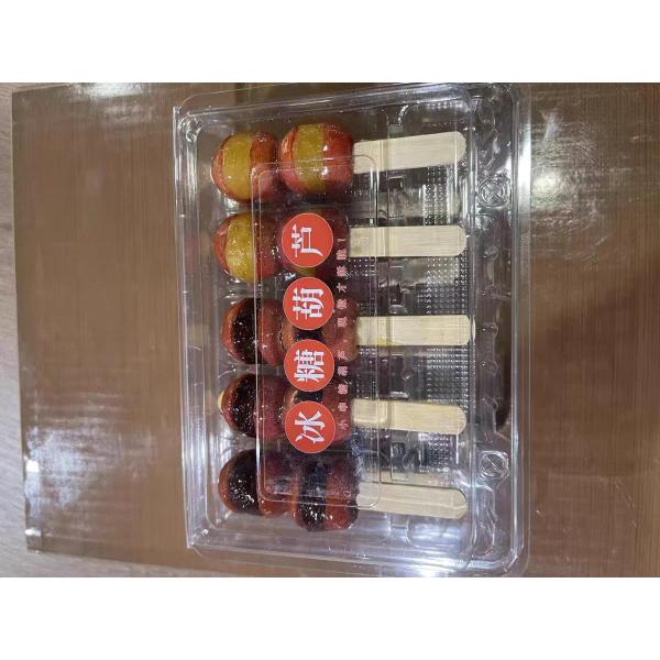 Customized Disposable Plastic Clear Foods Grad Packaging Hinged Clamshell Tanghulu Packaging