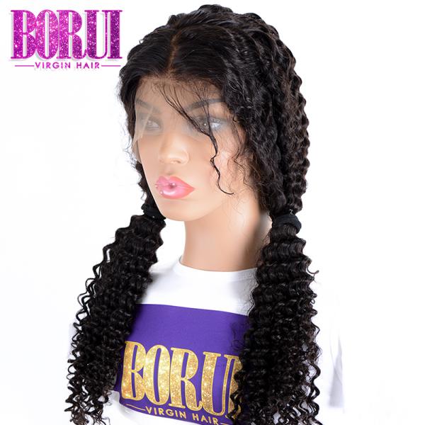 Natural Color Curly Lace Front Wig, 13*6 Deep Parting Human Hair Wigs