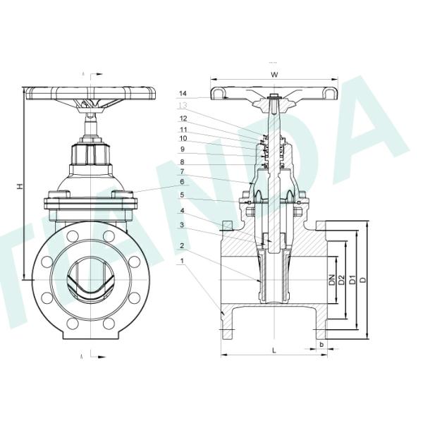 ASME / JIS Non Raised Rod Spring Seat Gate Valve PN16 Carbon Steel Body