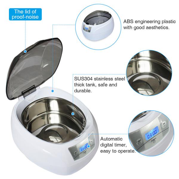 Уборщик ювелирных изделий ультразвукового уборщика домочадца цифров 750ml пластиковый ультразвуковой