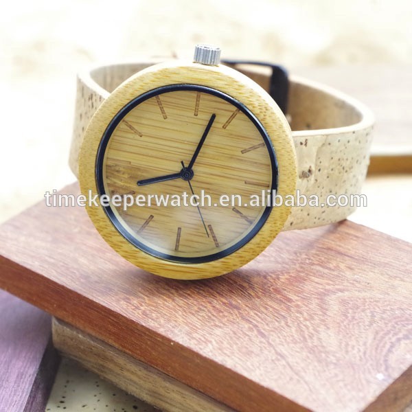most nature bamboo wood watches with real cork band ,straps are eco-friendly material , cork leather wood watch